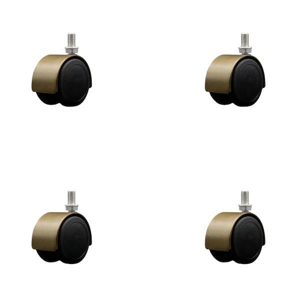 2'' Floor Safe Antique Hooded Twin Wheel Caster 3/8 Threaded Stem, 4PK